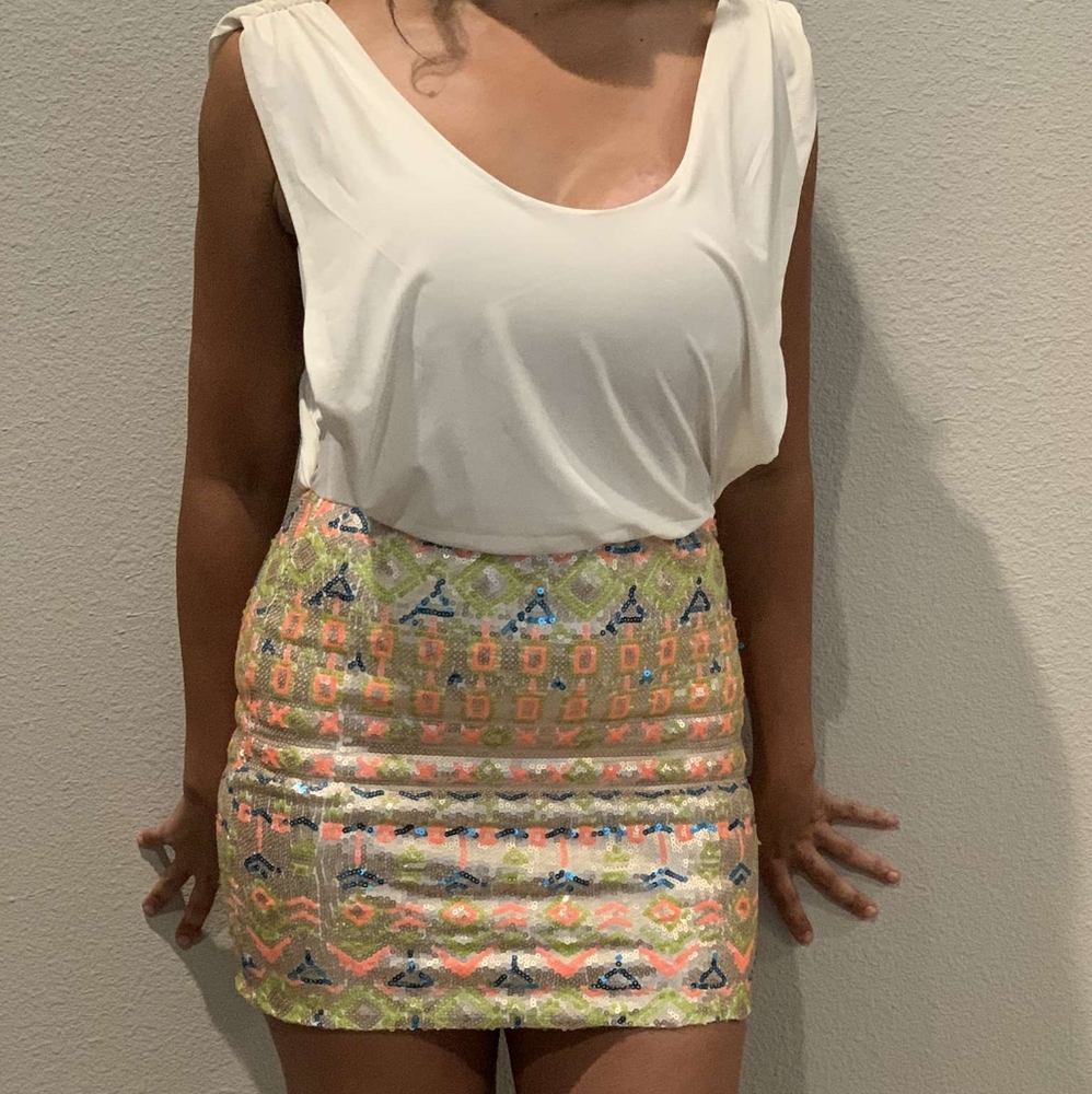 SEQUIN HEARTS CREAM/MULTI COLOR PARTY DRESS!